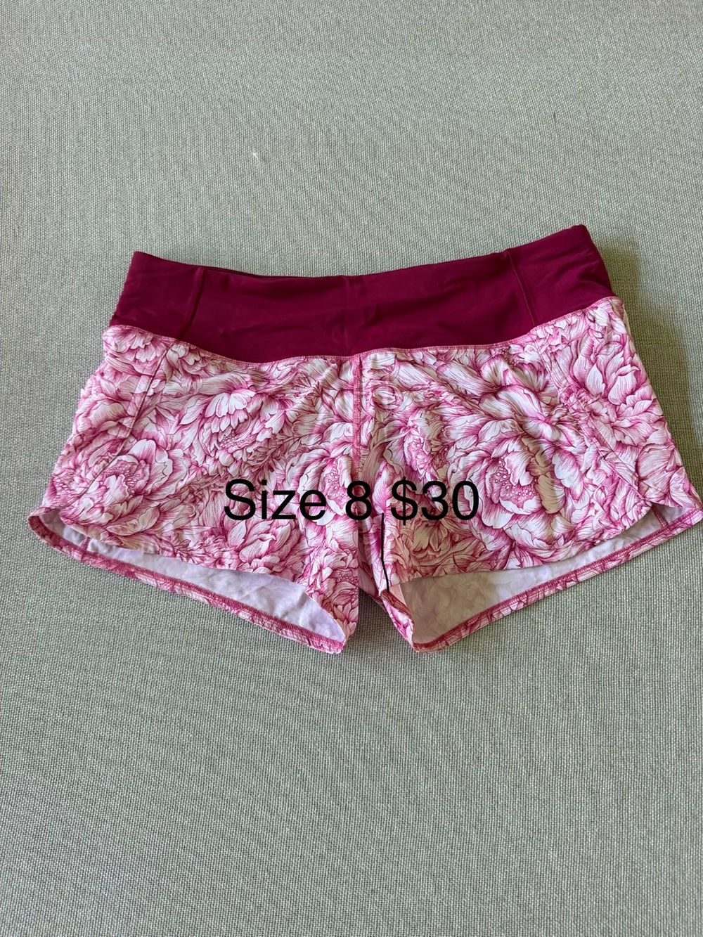 lululemon athletica Pink Floral Athletic Shorts with Magenta Waistband